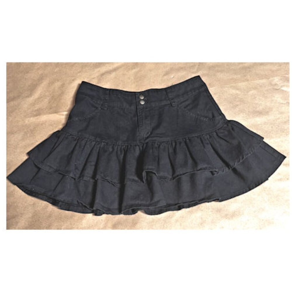 Social Collision Black Ruffled Skirt, Goth, Small - Picture 3 of 7